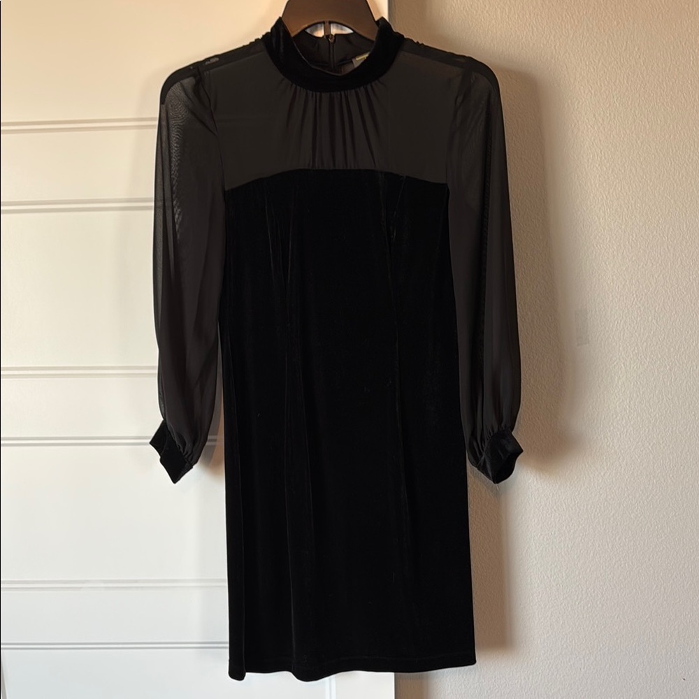 Melonie Illusion Black Velvet Dress